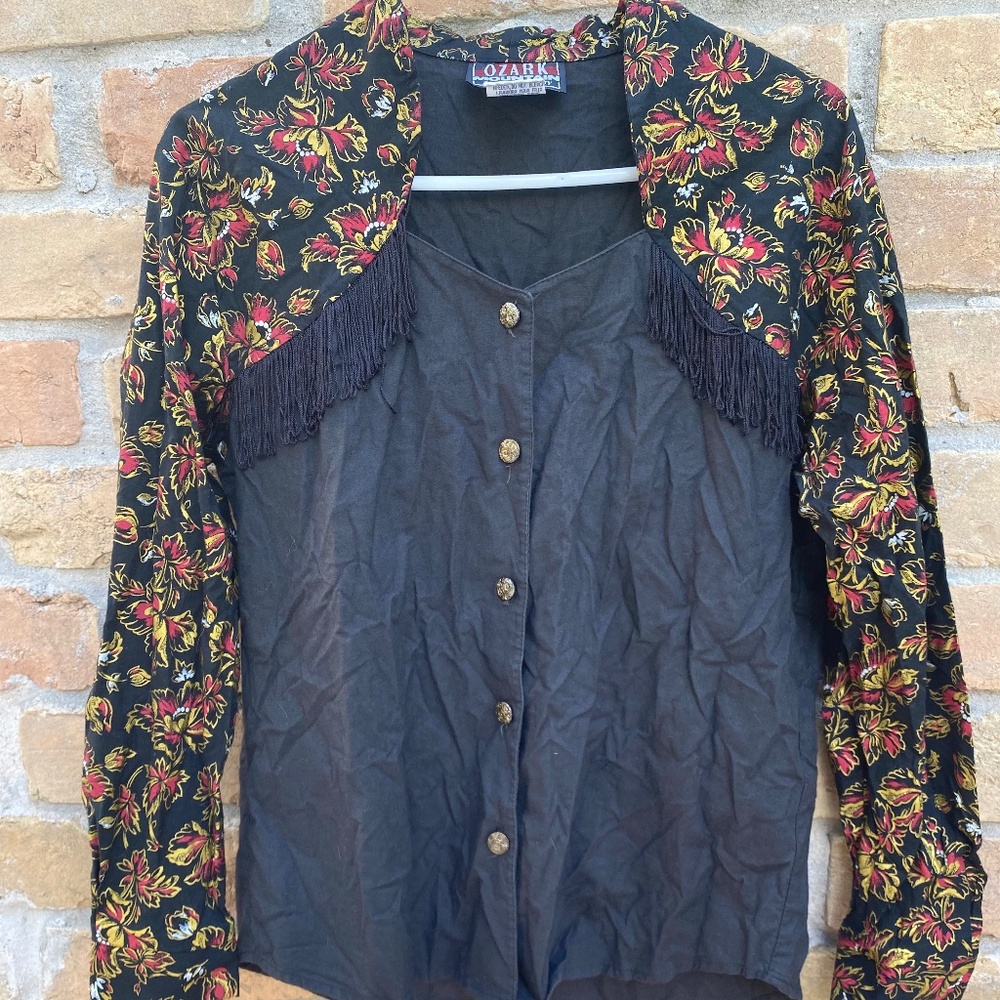 Vintage Ozark Mountain Jean Co Womens Cowboy Western Shirt 90s Tassels